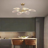 Lustre LED Postmoderne Minimaliste pour Salon, Grand Luminaire Chaleureux pour Salle à Manger, Lustre de Plafond de Luxe