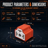 Connecteur de douille de phare H4 en céramique 7.8 H4-2A, base à trou rond ou carré DJ623-E7.8, borne en laiton, prise de lampe de voiture OEM Gocel