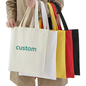 Bolsa de compras de lona de algodón reciclado, ecológica y duradera, para mujer, con logo impreso personalizado - Product Image 1