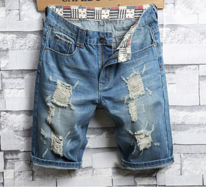 <span class=keywords><strong>Pantalones</strong></span> <span class=keywords><strong>Cortos</strong></span> de Mezclilla para <span class=keywords><strong>Hombre</strong></span>, Estilo Destroyed, Ajustados, Casuales, Vintage - Product Image 5
