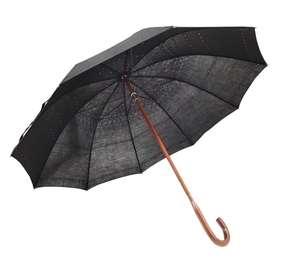 Parapluie de golf classique de 30 pouces, ouverture semi-automatique, noir, polyester, manche en bois, 8 panneaux, structure entièrement métallique, marque - Product Image 1