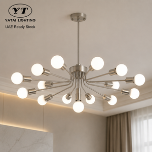 Grand Lustre Moderne en Fer Forgé à 17 Lumières, Design Radial, Ampoule E27, pour Salon, Salle à Manger, Fixation Plafond Intérieur - Product Image 1