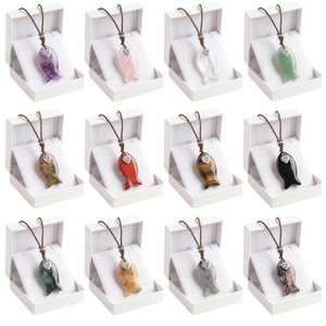 Collar con Colgante de Cristal Natural en Forma de Pez, Cordón Trenzado Ajustable, Amuleto de Piedra Preciosa con la Frase "I Love My Cat" <span class=keywords><strong>para</strong></span> Amantes de los Gatos, con Caja - Product Image 1