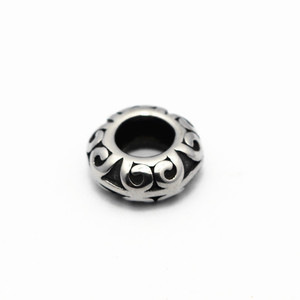 Entretoise à perles rondes en acier inoxydable Yunnique pour la fabrication de bracelets, couleur acier, procédé de moulage GZY-A0021 - Product Image 1