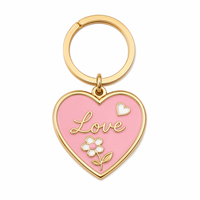 Porte-clés personnalisé en alliage de zinc émaillé en forme de cœur, durable, avec logo sur mesure, prix d'usine, porte-clés porte-bonheur « Amour éternel »