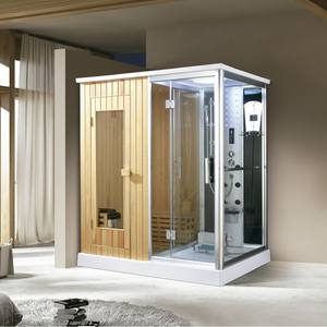 Luxus moderne Indoor Dry Wet kombinierte Holz sauna Dampf duschkabine Freistehende Hotel Whirlpools Badewannen Massage funktion - Product Image 4