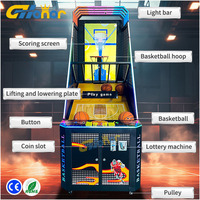 Nouvelle conception de machine d'arcade interactive à monnayeur en métal pour centre de divertissement, jeu vidéo de basketball LCD, garantie 1 an, version anglaise