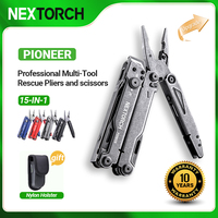 Nextorch PIONEER MT20 Outil multifonction professionnel 15-en-1 avec éclairage, grandes ciseaux en acier inoxydable, pinces pliantes et couteau – Garantie 10 ans