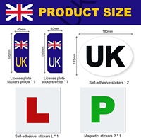 Autocollant de plaque d'immatriculation en plastique imperméable auto-adhésif avec drapeau britannique pour voitures universelles de petite taille