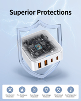 Adaptador de Corriente de 20W 30W de Enchufe Europeo a Estadounidense, Cargador de Pared con Carga Rápida USB 2C2A y Doble Salida de CA