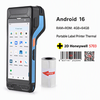 Imprimante thermique portable robuste avec lecteur de codes-barres PDA, papier 58 mm, Android 16 QCM6115 Octa-core, en stock pour les supermarchés