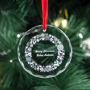 Wholesale Christmas Ornaments Glass Pendant Customized Clear Sublimation Blank Crystal Glass Christmas Ornaments