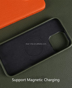 Étui de téléphone en cuir véritable à motif litchi de qualité supérieure avec protection contre les chutes et aimant puissant pour iPhone 17 16 15 Pro Max - Product Image 4