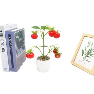Bonsái Artificial de Caqui Paulon de 26 cm de Alto, Rojo, Planta Decorativa para Interiores - Product Image 5