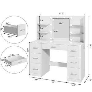 Meja Rias Grosir Pabrik Dengan Stopkontak USB dan Lampu Kecerahan yang Dapat Disesuaikan 3 Mode - Product Image 6
