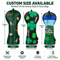 Ensemble de housses de golf personnalisées avec logo de Noël, en cuir PU imperméable, pour driver, fairway wood et hybride, cadeau de golf personnalisé