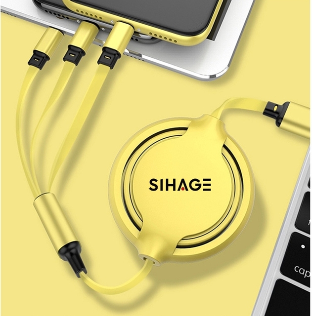 Universal Retractable 3-in-1 USB Charging Cable Fast Charging USB Type-C Pure Copper Gift