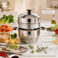 Cuisinière vapeur double couche en acier inoxydable Zhenneng 304 de qualité alimentaire, pour cuisiner des légumes et du riz sainement