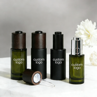 Flacon compte-gouttes en verre transparent avec bouton poussoir rotatif pour sérum