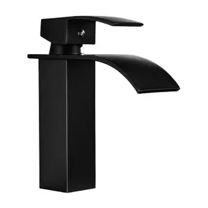 Robinet de lavabo noir mat de Style contemporain, mitigeur de lavabo carré mitigeurs de lavabo