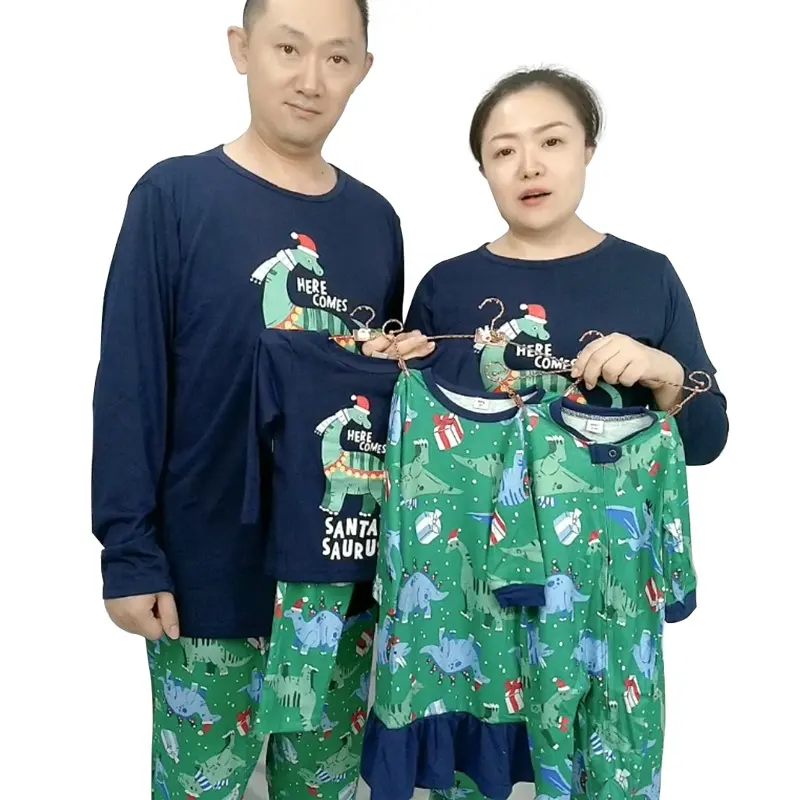Conjuntos de pijamas de Navidad para niños, ropa de dormir para el hogar, color azul y verde, envío directo