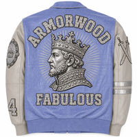 Blouson universitaire sur mesure bicolore en peau d'agneau gaufrée croco pour homme, avec applique en strass, en cuir véritable, style baseball, pour l'automne