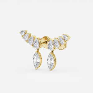 Pendientes de Oreja con Diamantes Cultivados en Laboratorio, Corte Marquesa, 4 Quilates, Forma de Pera, Joyería Elegante y de Lujo para Mujer, Estilo Moderno - Product Image 6