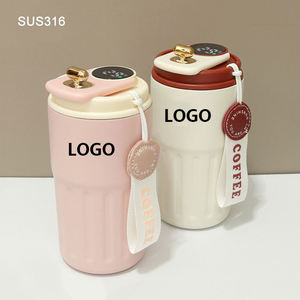 แก้วกาแฟเก็บความร้อนแบบพกพา แก้วน้ำอัจฉริยะ สแตนเลส 316 พร้อมฝาแสดงอุณหภูมิ - Product Image 1