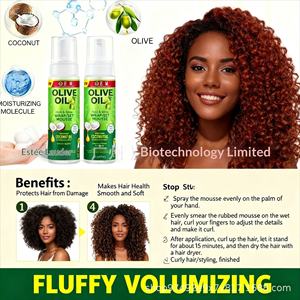 <span class=keywords><strong>Mousse</strong></span> <span class=keywords><strong>coiffante</strong></span> à tenue forte à l'huile d'olive et à la noix de coco pour cheveux bouclés - Hydratante et séchage rapide - Product Image 2