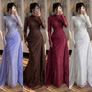 Abiti da sera a sirena lilla Serene Hill LA73407 con gonna avvolgente arricciata, abiti da cerimonia in pizzo di alta gamma per donna - Product Image 6