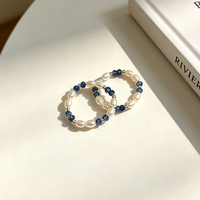 Elastischer Ring für Damen Weiße Natürliche Süßwasserperlen AA-Qualität Reisform Saatperlen Luxuriöser Stil Vielseitig für Alltag und Party