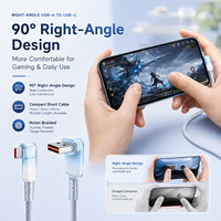 Cable de Carga Rápida USB-A a Tipo-C en Ángulo Recto, con Trenzado de Nailon, para Banco de Energía, Auto, Viajes, Laptop y Dispositivos Móviles (Venta al Por Mayor)
