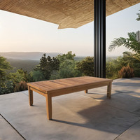 Table de jardin en teck moderne, mobilier d'extérieur durable, résistant aux UV, design minimaliste, fabrication OEM ODM, livraison directe d'usine