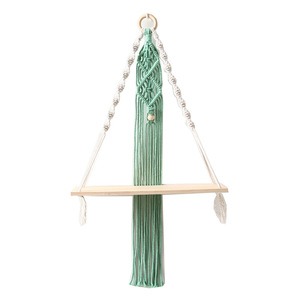 Nouveau Vert Fait Main Bébé Chambre décor Coton 1 Rangée <span class=keywords><strong>Macramé</strong></span> <span class=keywords><strong>Suspendu</strong></span> Étagère Murale Artisanat - Product Image 6