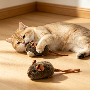 Juguete para Mascotas de <span class=keywords><strong>Ratón</strong></span> Realista de Piel Sintética con Sonido, Resistente a Mordidas, Juguete de Caza Relleno para Reducir el Comportamiento Destructivo de Gatos en el Hogar - Product Image 2
