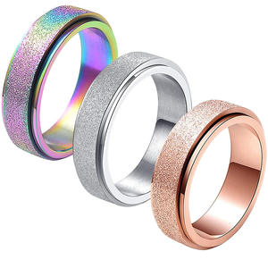 Mode Sand Blast Glitter Roségold Silber Farbe Trau ringe Titan Edelstahl Zappeln Spinning Angst <span class=keywords><strong>Ring</strong></span> für Männer - Product Image 1