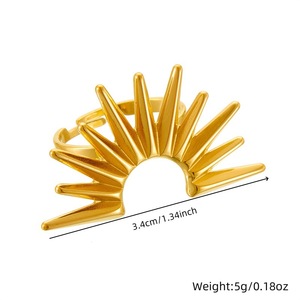 European American Fashion Gold Plated Stainless Steel Half Circle <b>Sunflower</b> <b>Ring</b> Unisex Party Jewelry - Product Image 4