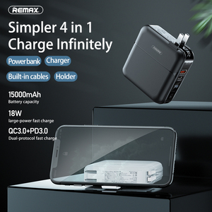 Remax RPP-20 <span class=keywords><strong>15000</strong></span> Mah <span class=keywords><strong>PowerBank</strong></span> 18W Pd Chargeur portable Support de charge rapide Batterie externe Adaptateur mural Power Bank avec câble - Product Image 2
