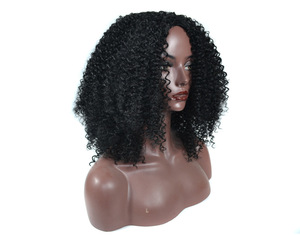 วิกผมหยิกหยักศกสีดำสำหรับผู้หญิง - วิกผมสังเคราะห์สีดำธรรมชาติแบบแอฟโฟร-อเมริกัน วิกผมหยิกหยักศกแบบเต็มศีรษะสไตล์แอฟริกันพร้อมหน้าม้า - Product Image 2
