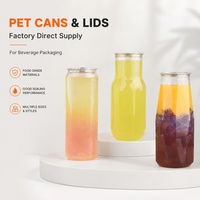Bocaux en plastique PET pour boissons de 350 ml, 400 ml, 450 ml, 500 ml avec logo personnalisé et joint à anneau de traction