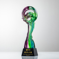 Trophée en cristal de verre coloré personnalisé pour la récompense des excellences individuelles et la reconnaissance des employés.