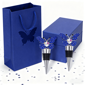 <span class=keywords><strong>Bouchon</strong></span> de bouteille de <span class=keywords><strong>vin</strong></span> en acier inoxydable <span class=keywords><strong>bleu</strong></span> papillon unique, design personnalisé en usine, pour anniversaire, mariage - Product Image 3