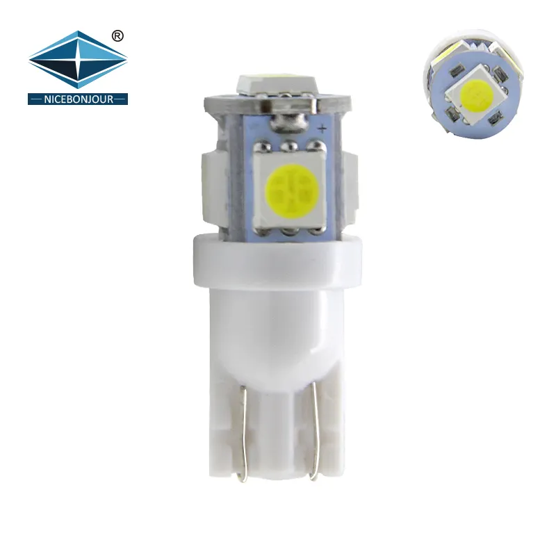 Most Popular Auto Bulb LED T10 Car Light 12V Indicator Light W5W 194 168 5050 5 SMD for Car Accessories
