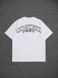 เสื้อยืดโอเวอร์ไซส์สีดำ ผ้าฝ้าย คอกลม แขนสั้น พิมพ์ลายโลโก้ด้วยเทคนิคซิลค์สกรีน ทรงหลวม สไตล์สตรีทแวร์ - Product Image 3