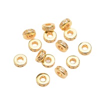 Perles intercalaires rondes micro-pavées en or rempli 14K 18K HP425 avec zircons cubiques, 4-10mm, pour bracelets et colliers DIY, vente en gros de perles de bijoux en vrac