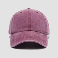 Topi Baseball 6 Panel Katun Retro Dicuci dengan Logo Bordir, Pinggiran Lebar, Tampilan Denim yang Terlihat Usang dan Serbaguna, Menyempurnakan Wajah, Murni