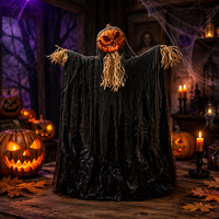 Citrouille Décorative Électrique de 18m pour Halloween, Activée par Son et Capteur de Mouvement, Idéale pour Restaurants et Parcs d'Attractions