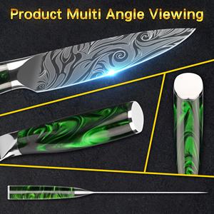 Motif de fleurs fantaisie 3 pouces japonais en acier damas à haute teneur en carbone <span class=keywords><strong>Kiwi</strong></span> <span class=keywords><strong>couteau</strong></span> à éplucher fruits couteaux à éplucher avec boîte-cadeau - Product Image 3