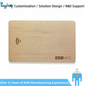 Carte de visite intelligente en bambou préimprimée personnalisée <span class=keywords><strong>Smartag</strong></span> 13,56 MHz NFC N213 RFID - Product Image 1