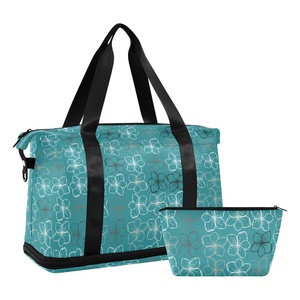 Bolsa de Viaje 2 en 1 con Diseño de Flor de Hau de Hawái, Impermeable, para Ropa, Bolsa de Lona, Maleta para Mujer, Juego de Maletas, Bolsa de Viaje Personalizada - Product Image 1